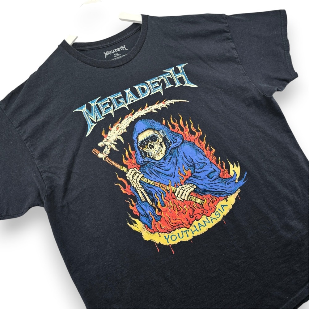 Megadeth Youthanasia T Shirt Mens XXL Black Cotton Vic Rattlehead Reaper Graphic